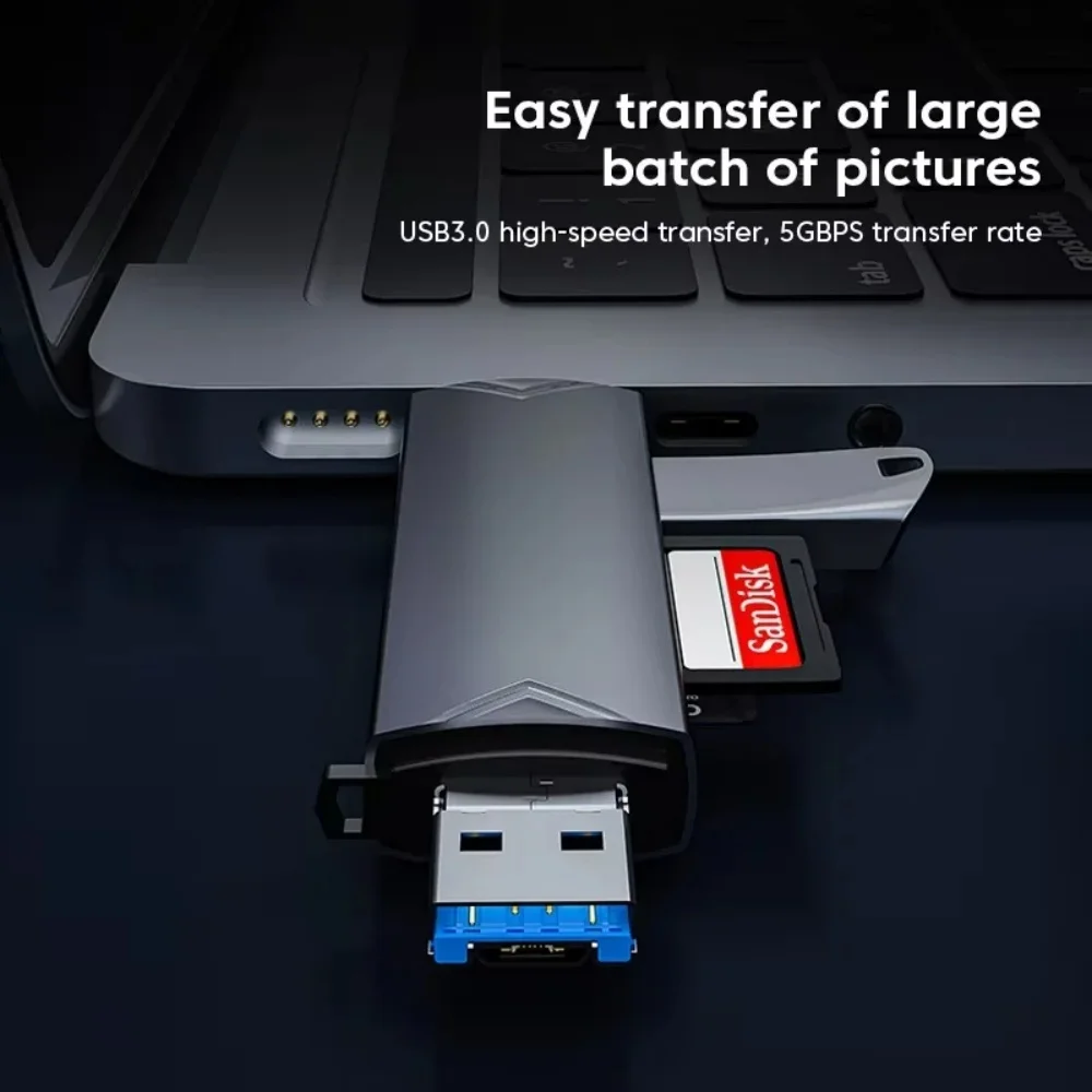 Lector de tarjetas USB C 6 en 1, adaptador OTG USB 3.0 para iPhone 15/Android/PC, transferencia de alta velocidad de 5 Gbps para unidad flash SD/TF/Micro USB - imagen 5