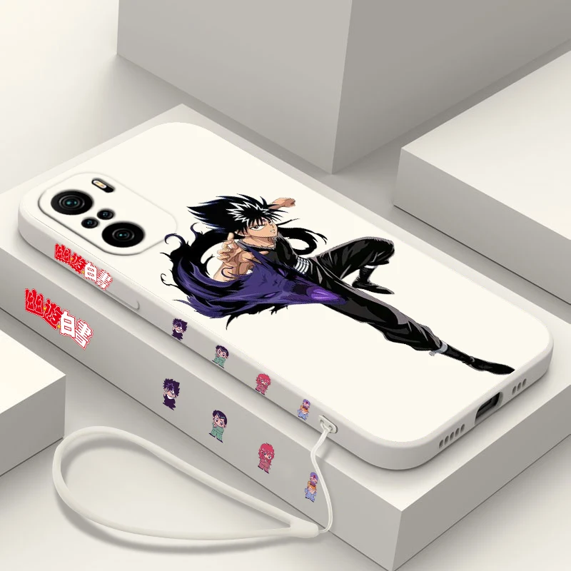 Yu Hakusho Hiei funda de teléfono con cuerda izquierda líquida para Xiaomi Redmi Note 13, 12, 12Pro, 11S, 11T, 10S, 10 Pro Plus, 5G - imagen 2