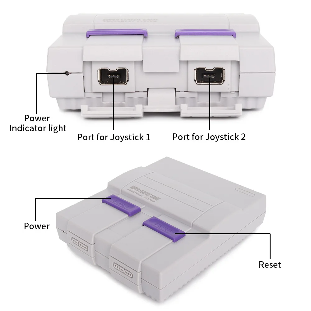 Salida Super HD 2023 para reproductor de videojuegos portátil clásico Retro SNES TV Mini consola de juegos integrada 821 juegos con mando Dual - imagen 5