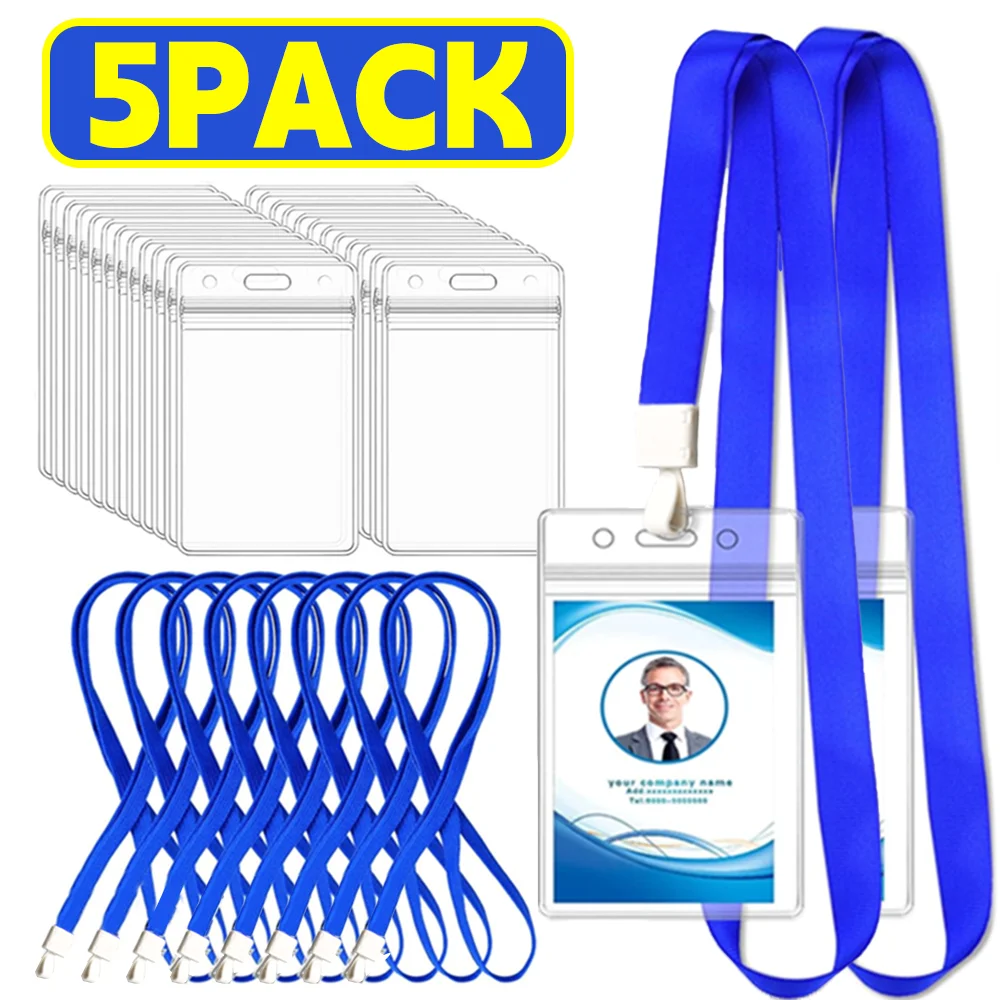Estuche transparente para permiso de trabajo, juego de cordón para trabajadores de personal, soporte para insignia, etiqueta de nombre de identificación de exposición, tarjetero, cubiertas para tarjetas de paso