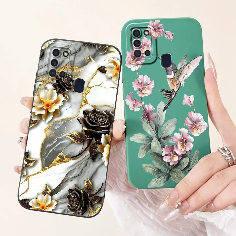 For Samsung Galaxy A21s Case A 21s New Fashion Flower Sunset Soft Silicone Candy TPU Phone Cover For Samsung A21s SM-A217F Funda
