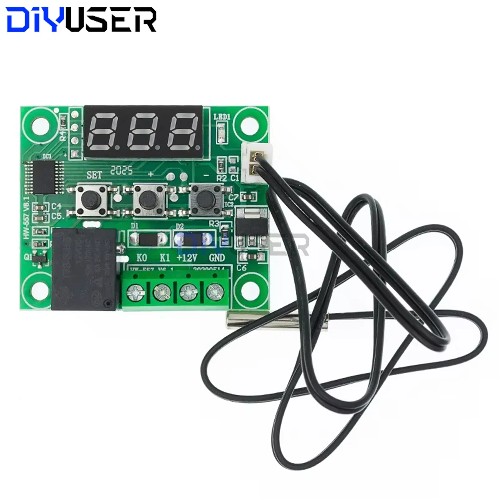 Termostato digital W1209, interruptor controlador de temperatura de 12 V CC con luz roja azul para incubadora de casero de acuario - imagen 3