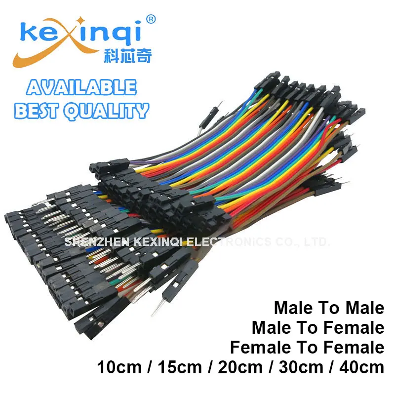 Línea Dupont de 10cm, 15cm, 20cm, 30cm, 40cm, Cable de puente macho/hembra a macho/hembra, Cable Dupont para Arduino, KIT DIY de 40 pines y 2,54mm