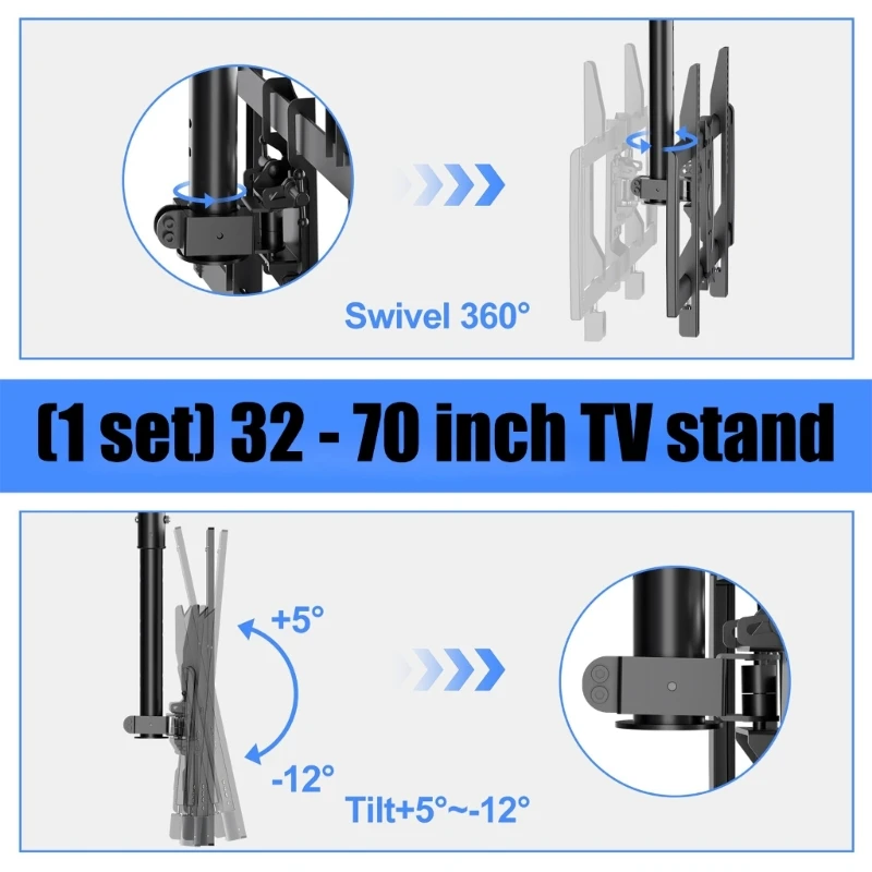 Soporte montaje en pared Universal para para pantallas 32 a 70 pulgadas, construcción Metal resistente, rotación - imagen 4