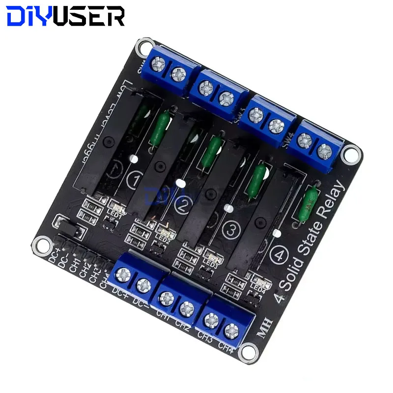 DIYUSER 5V 1 2 4 8 Channel SSR G3MB-202P Solid State Relay Module 240V 2A Output with Resistive Fuse  Diy Kit  For ARDUINO - imagen 5