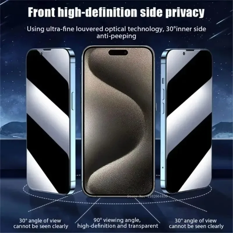 1-2 piezas de vidrio templado de privacidad para IPhone 16E 16 15 14 Plus 13 12 Mini 11 Pro Max XR X XS Max Protector de pantalla con revestimiento oleofóbico - imagen 2
