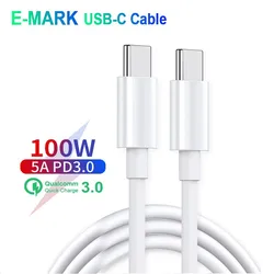 Cable USB-C PD 100W 5A E-MARK – Carga rápida para MacBook Pro 16