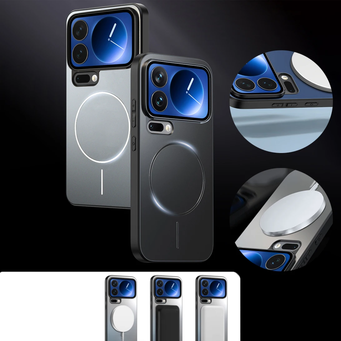 Magsafe-funda de teléfono magnética sin cables con revestimiento de Color sólido, a prueba de golpes, para Xiaomi 17 Pro Max 15 14 T Pro Ultra, contraportada