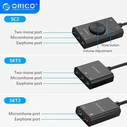 ORICO Adaptador USB Audio – Tarjeta Sonido Externa Plug&Play