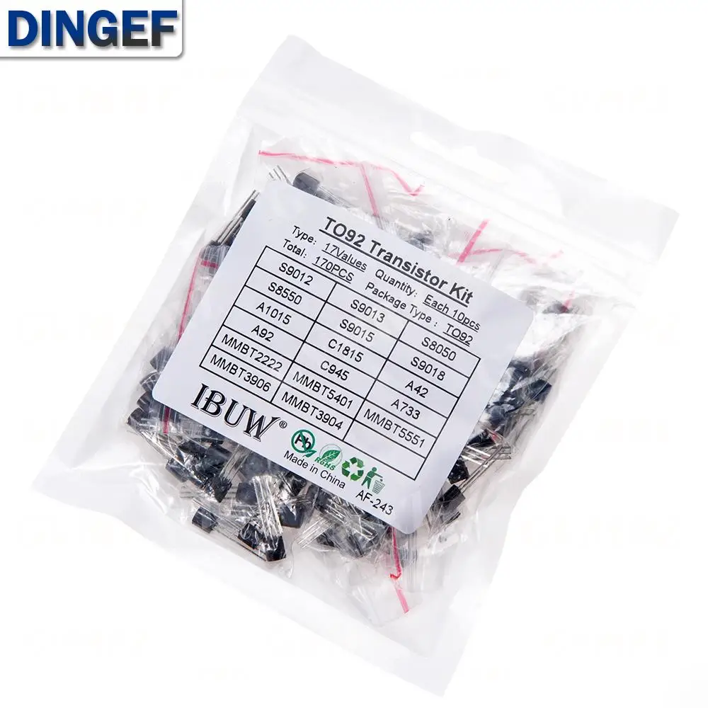 Kit de transistores 170 Uds 17 valores TO-92 (S9012/C1815/S8050etc.) para Arduino Kit Electrónico DIY TO92 - imagen 3