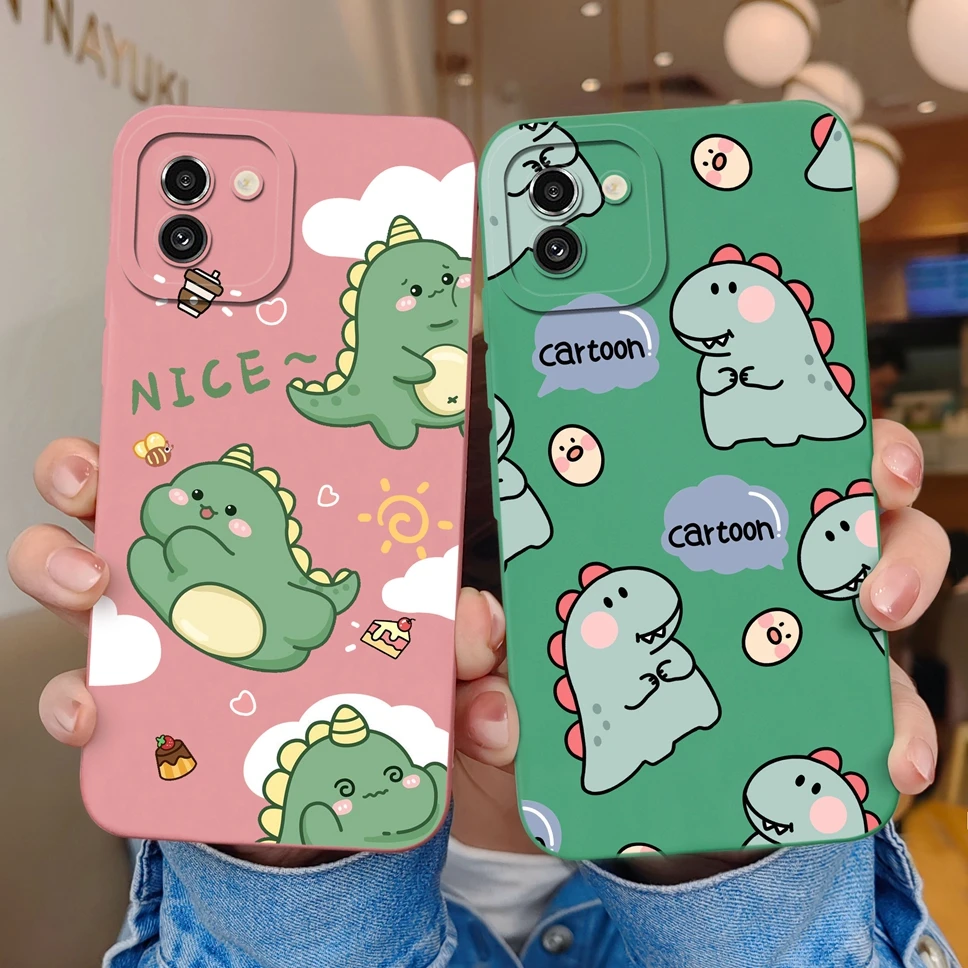 Funda para teléfono Samsung Galaxy A03 A03S Core, cubierta líquida cuadrada de dinosaurio de dibujos animados para SamsungGalaxy A03 A 03S Core - imagen 3