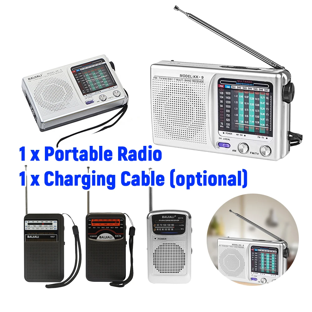 Radio para exteriores SW/AM/FM, Radio Digital estéreo, antena telescópica con batería, receptor de Radio de banda completa, uso de emergencia - imagen 3