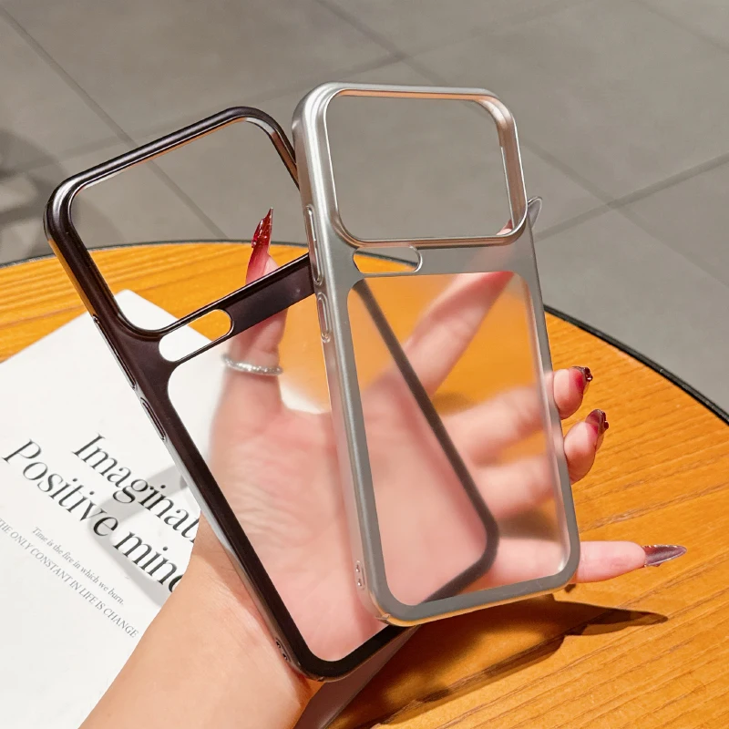 Nueva vitalidad naranja lujo Color sólido revestimiento borde mate translúcido acrílico funda de teléfono para Xiaomi 17 Pro Max cubierta de parachoques - imagen 3