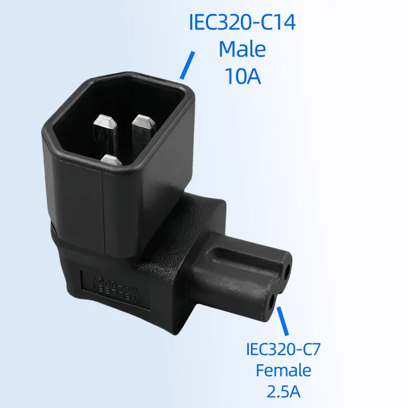 Adaptador de conector de ángulo de fuerza macho a hembra para cargador de portátil, convertidor en ángulo IEC320 C14 macho a C5/C7 hembra - imagen 4