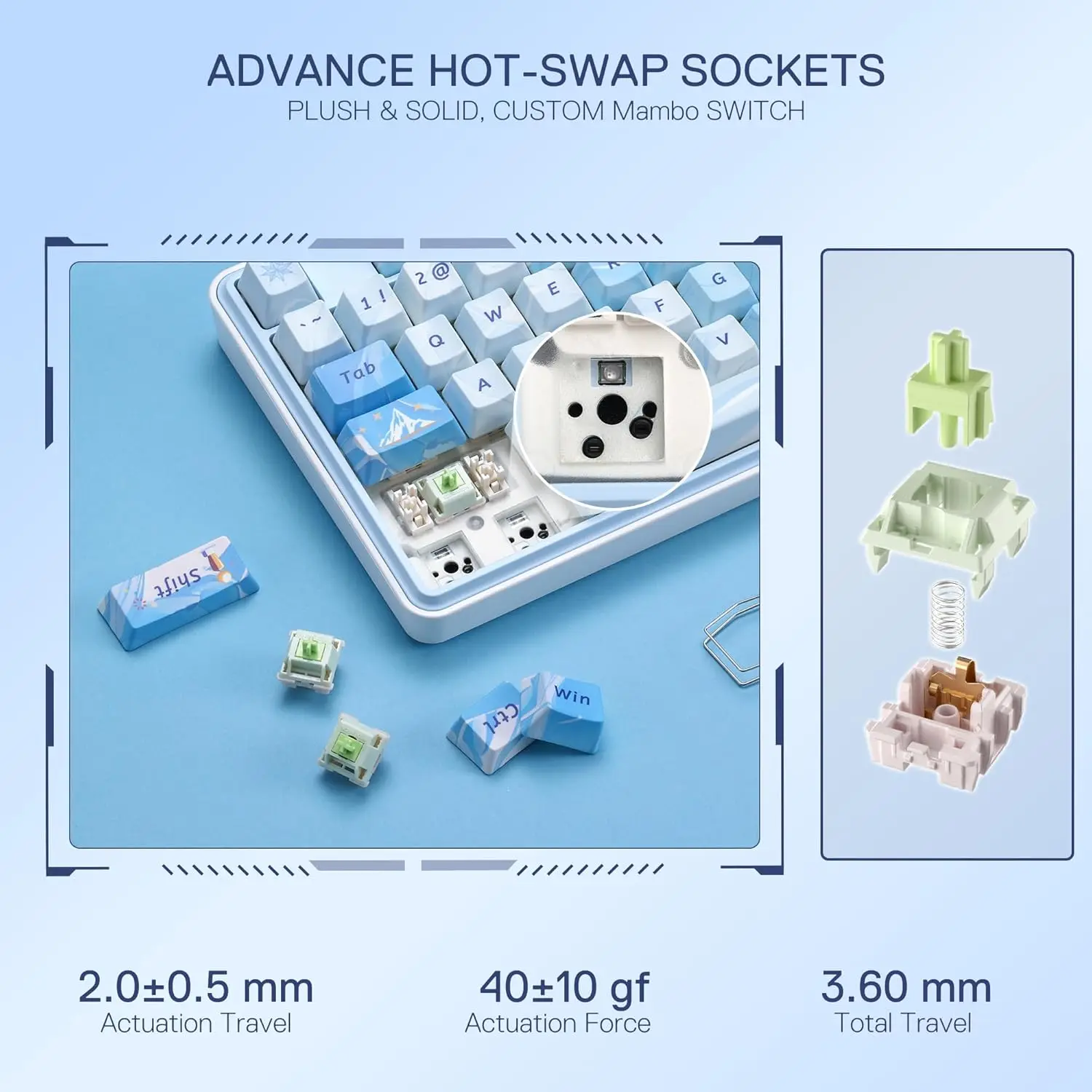 Redragon K707 PRO SE 80% Junta inalámbrica RGB 3 modos 87 teclas Teclado mecánico intercambiable en caliente para juegos, interruptor Mint Mambo - imagen 2