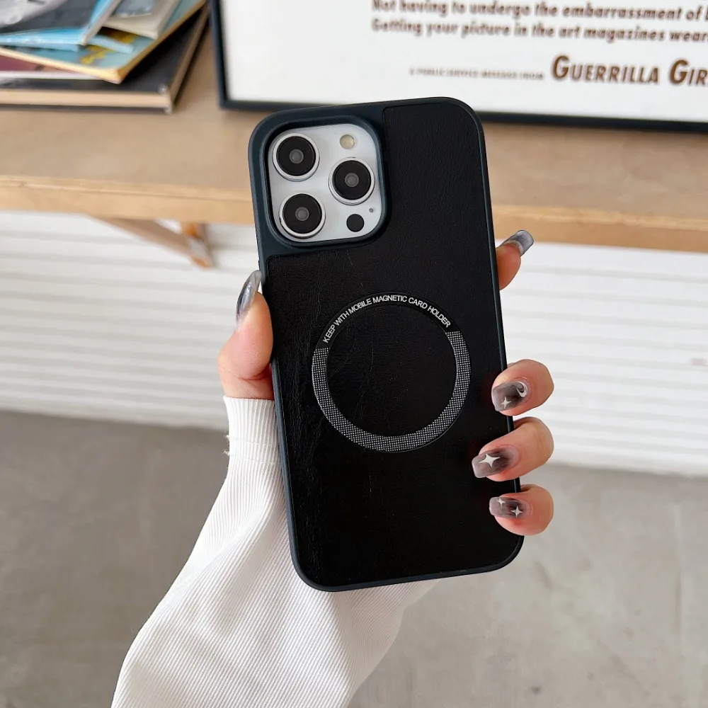 Magsafe-funda magnética de cuero para teléfono, carcasa a prueba de golpes para iPhone 16, 15, 14, 13, 12, 11 Pro Max Plus, carga inalámbrica - imagen 2