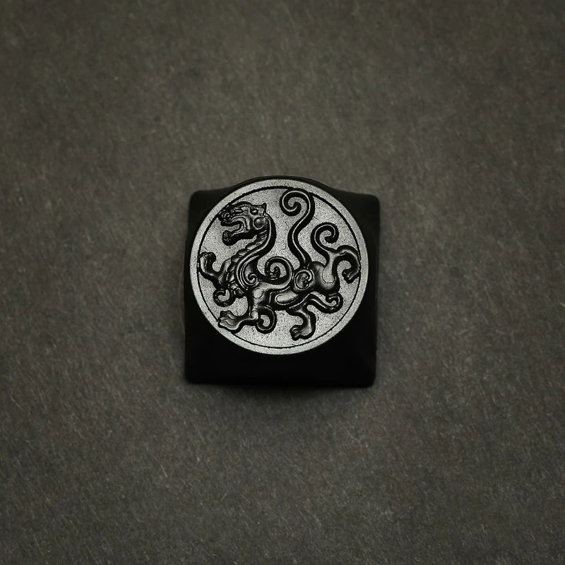 ECHOME-teclado translúcido tallado a mano, tapa artesanal personalizada para teclado mecánico, tema de los cuatro símbolos, Jade oscuro - imagen 4