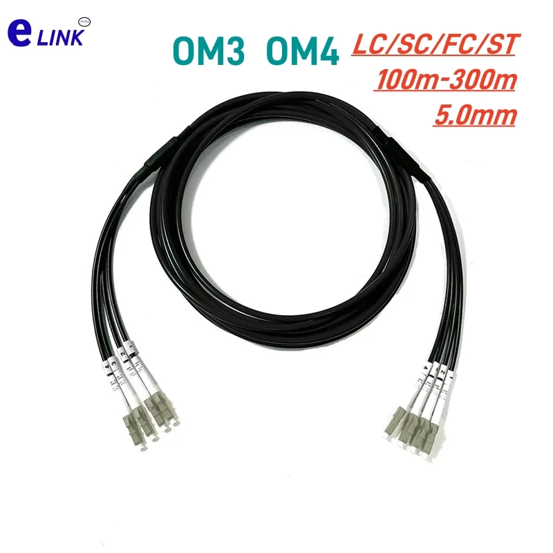 Cable de conexión de fibra blindada OM4 TPU 4 núcleos 100m150m200m OM3-300 4C SC LC FC ST APC multimodo 4 fibras puente de fibra óptica al aire libre - imagen 2