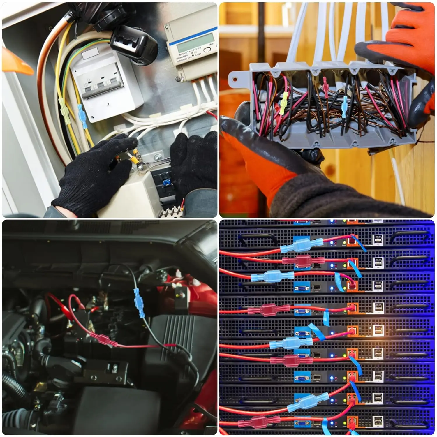 100 pares/200 Uds. Conectores de cable de desconexión de pala de calibre 16-14 completamente aislados macho hembra terminales de engarzado rápido de nailon pala de cableado - imagen 5