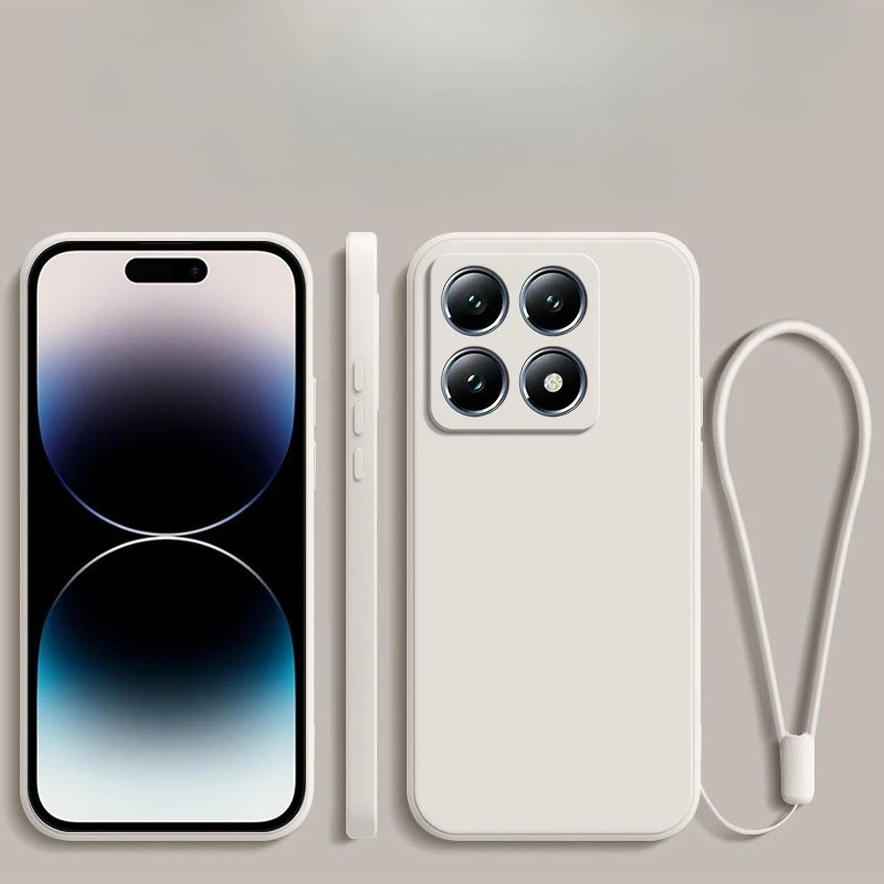 Funda con cordón de silicona suave para Xiaomi 17 15S 15T 14 14T 13 12 11 Lite Pro Max cubierta trasera cuadrada - imagen 3