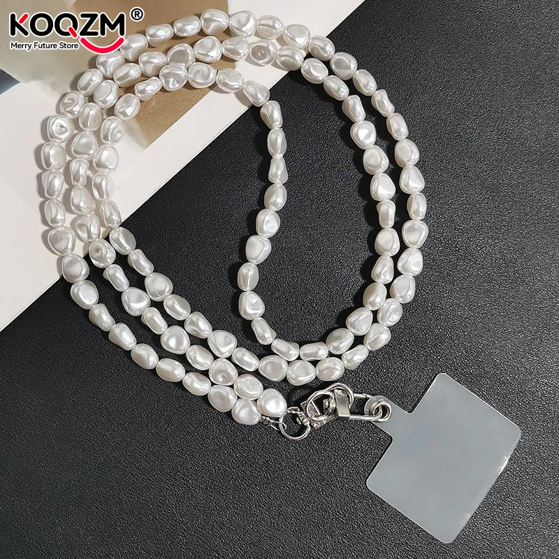Correa con dije de teléfono Simple de lujo, cordón cruzado antipérdida, cadena de perlas de forma especial para teléfono, cordón para teléfono móvil para mujer