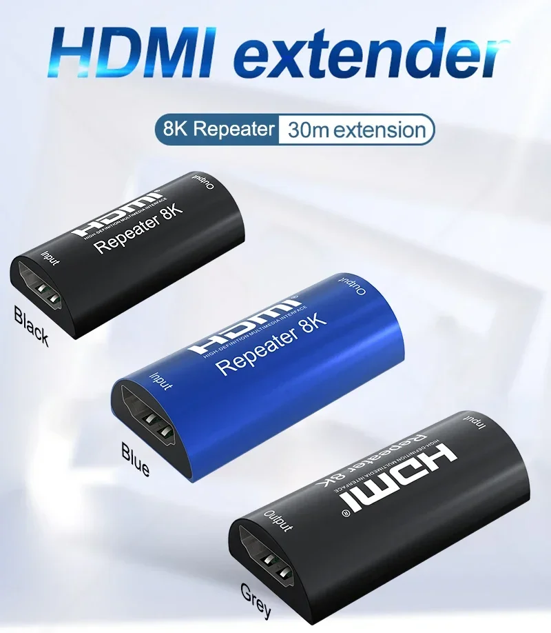 Repetidor 8k de 30M, 8K @ 60Hz, 4K @ 120hz, extensor de Cable HDMI, repetidor de señal, amplificador, adaptador Hdmi 2,1 HDR, convertidor de vídeo 3D - imagen 2