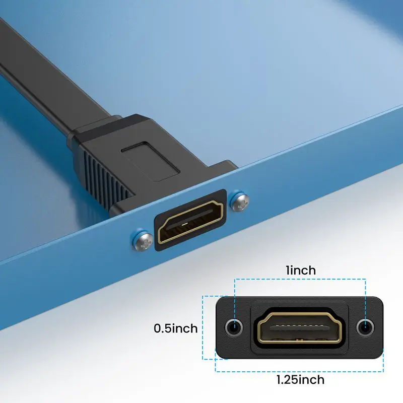 Cable de extensión macho hembra versión 2,0 Compatible con HDMI plano de 50cm con orificio de tornillo fijo soporte de Cable de Panel de chasis 4K 60Hz - imagen 2