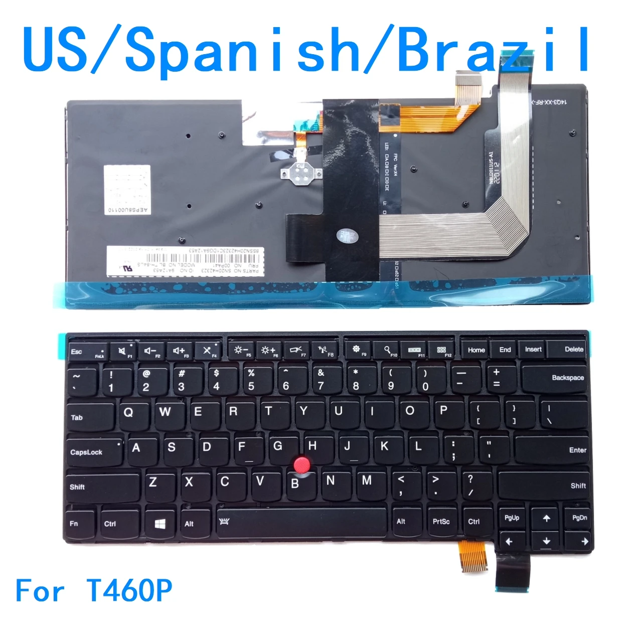 Nuevo teclado retroiluminado en idioma EE. UU., español y brasileño para Lenovo Thinkpad T460P, teclado de repuesto para Notebook y PC
