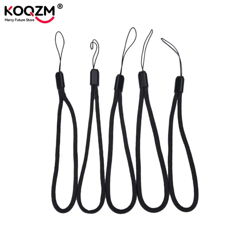 Correa de nailon para muñeca y cámara, cordón para teléfono móvil, IPod, USB, Mp3, Mp4, color negro, 5 unidades