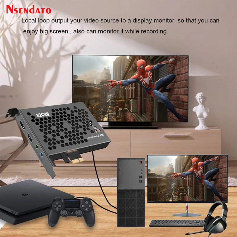 Ezcap 324B PCIE HDMI tablero de videojuegos tarjeta de captura interruptor bucle 4k 30fps HDMI captura de vídeo TV sintonizador grabación para ordenador portátil PC - imagen 5