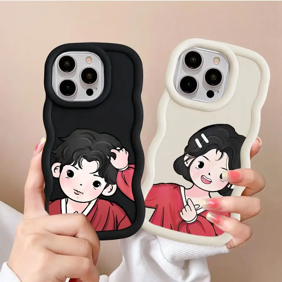 Funda para iPhone 13 12 15 Plus 14 16 Pro Max 17 Air 8 XR 11 Funda de teléfono suave pareja encantadora - imagen 2