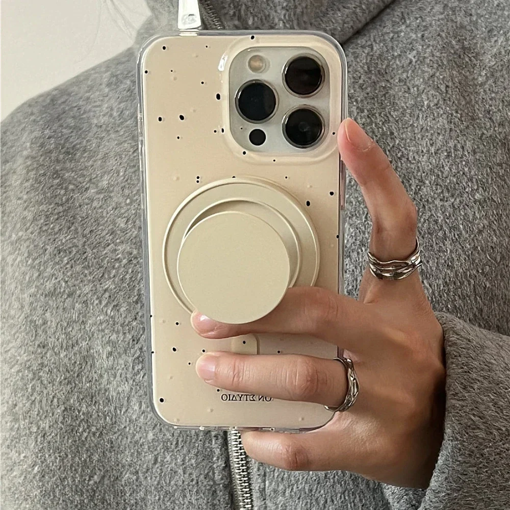 Fundas Magnéticas con Soporte para iPhone 16 Pro Max, 15 Pro, 14 Plus, 13, 12, Soporte Griptok Coreano con Magsafe, Soporte con Forma de Corazón Rojo - imagen 4