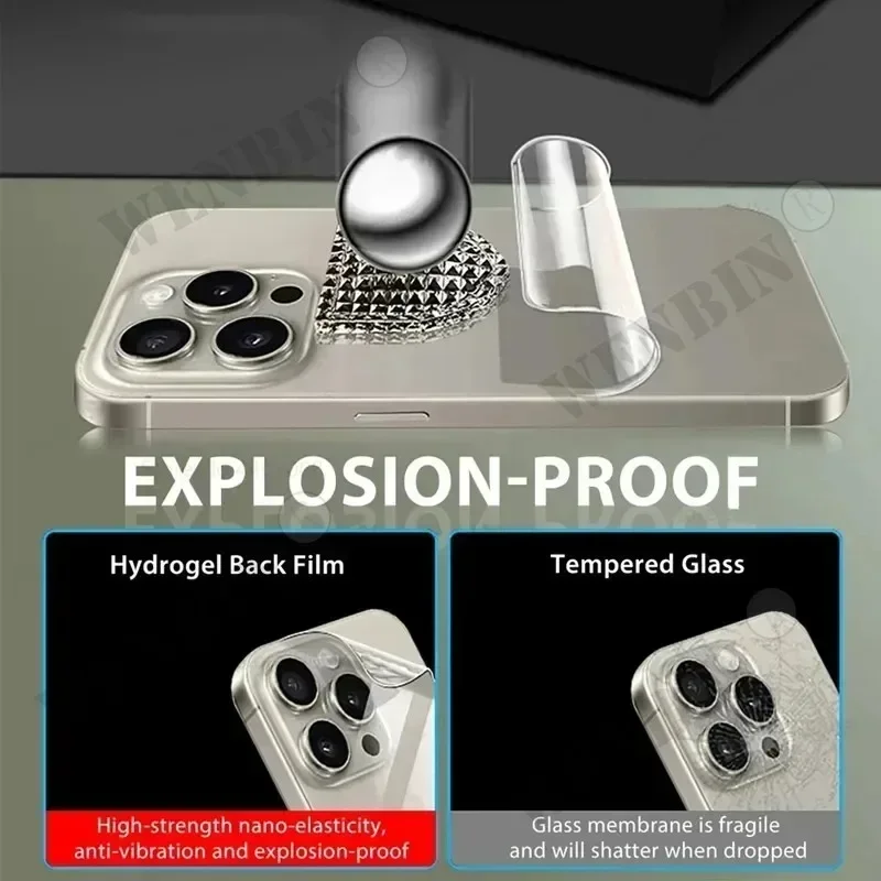 5 uds película de hidrogel para iPhone 16 15 14 Pro Max Plus 13 12 11 Mini Protector de pantalla para iPhone SE 7 8 Plus XR X XS MAX película trasera - imagen 4