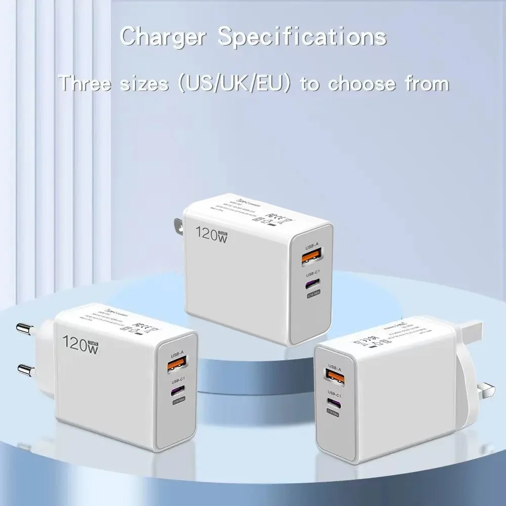 Cargador PD 120W USB C carga rápida múltiples puertos tipo C cargador de teléfono móvil para iPhone 15 16 Samsung Xiaomi Huawei cargador de pared - imagen 5