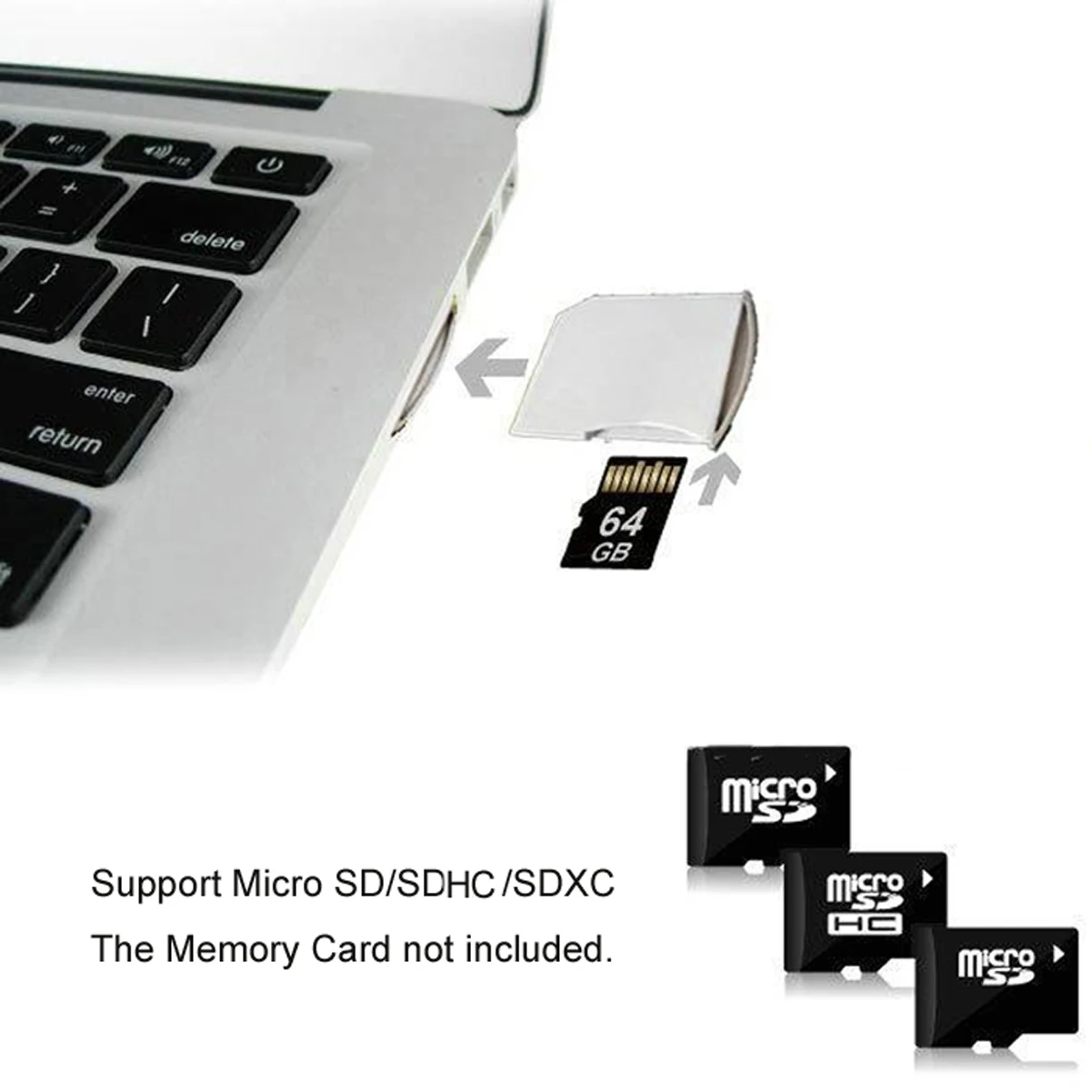 Kit de tarjeta Micro SD TF a SD, Mini adaptador para almacenamiento adicional, Macbook Air / Pro / Retina blanco - imagen 3