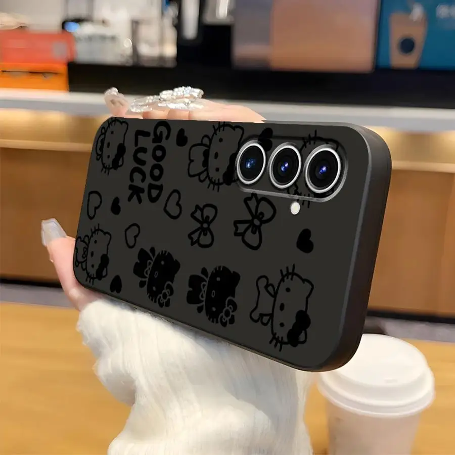 Funda de teléfono suave negra para Honor Magic5Lite 200 400 Lite 8X X7 X9a 90 X6 X5b 70 X8 Sanrio minimalista Hello Kitty - imagen 2