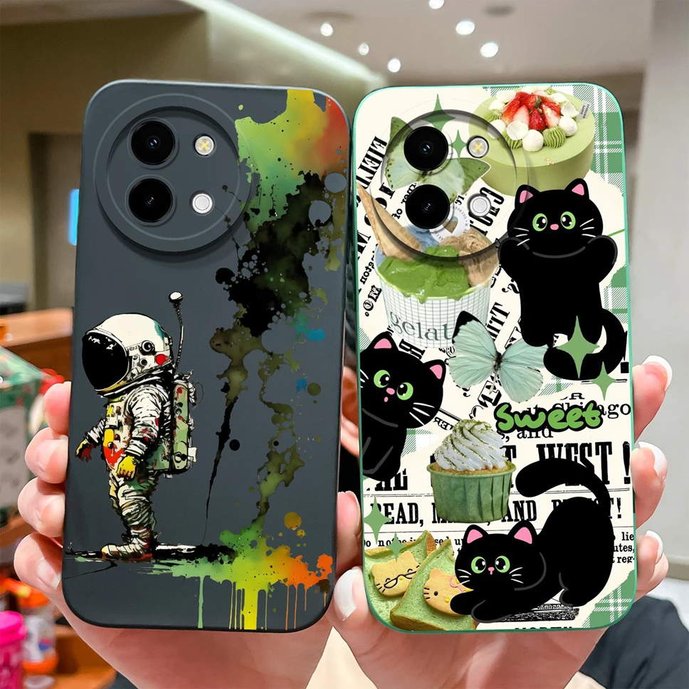 Para Vivo Y38 5G funda de teléfono encantador patrón de Panda de dibujos animados suave silicona líquida a prueba de golpes funda protectora trasera para Vivo Y 38 Capa - imagen 2