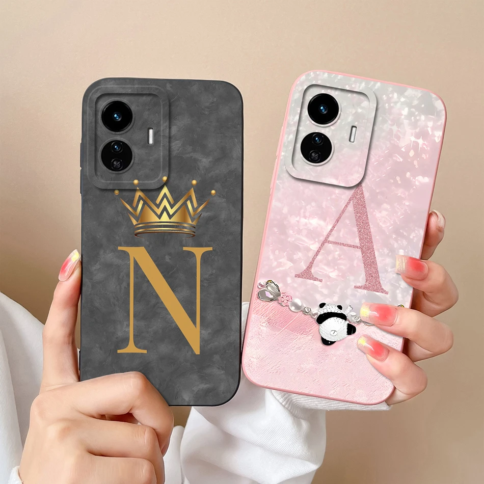 Para Vivo Y77 Y77E Y77T Funda de teléfono lindo Panda letras suave silicona líquida a prueba de golpes Funda para Vivo Y 77 Funda protectora de cámara