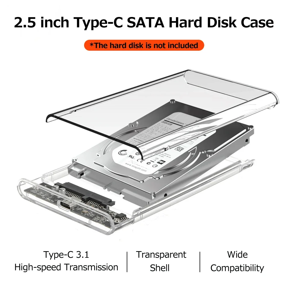 Caja de disco duro USB 3,0/USB 3,1, carcasa de disco duro SATA SSD de 2,5 pulgadas con velocidad de transferencia de 5Gbps, carcasa externa móvil, cajas de disco duro - imagen 4