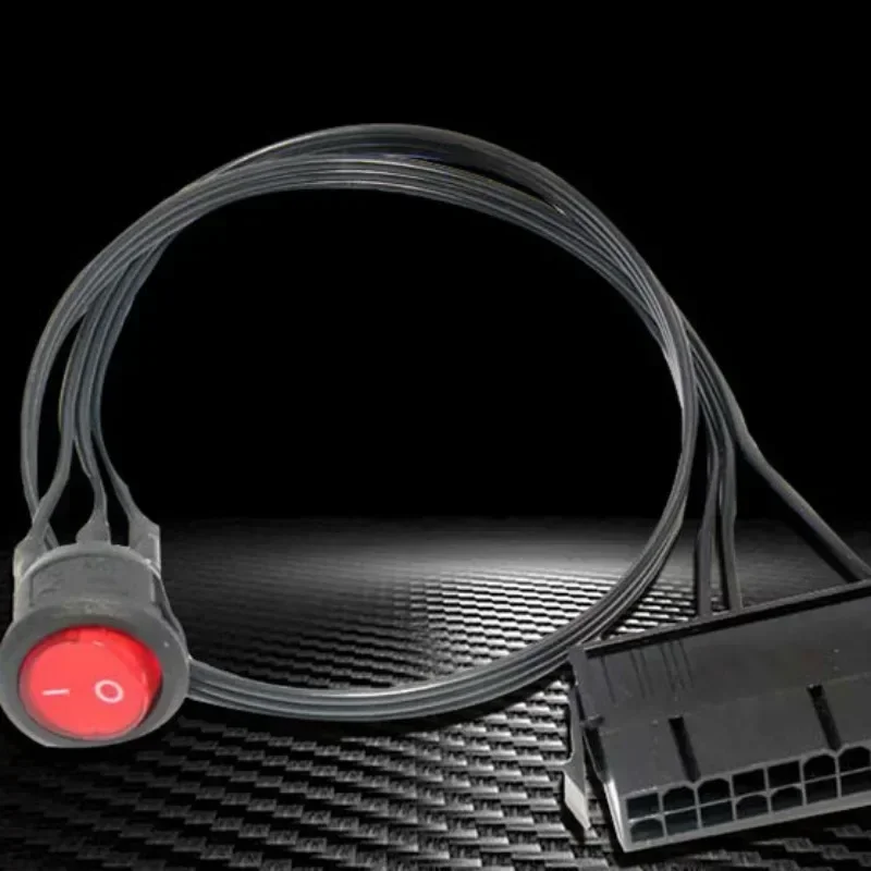 Probador de arranque de fuente de alimentación de PC, Cable de estaño de cobre de 54cm, puente de arranque ATX PSU hembra de 24 pines con Hardware de interruptor de encendido/apagado - imagen 2