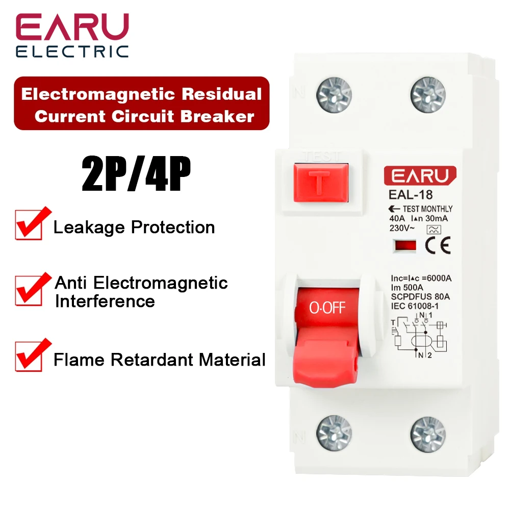 2P 4P 10/30/100/300mA tipo A RCCB RCD ELCB disyuntor de corriente Residual electromagnética interruptor diferencial interruptor de seguridad - imagen 3