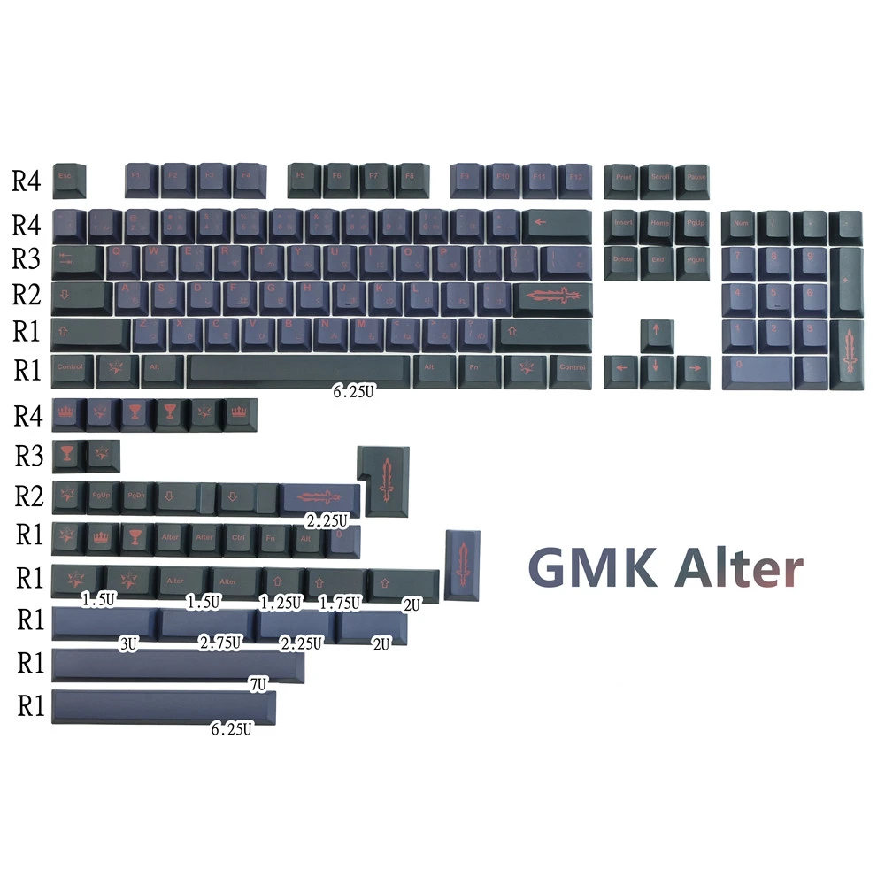 Teclas PBT GMK Alter Saber, sublimación de tinte, perfil de cereza, teclas clonadas GMK para teclados Cherry MX