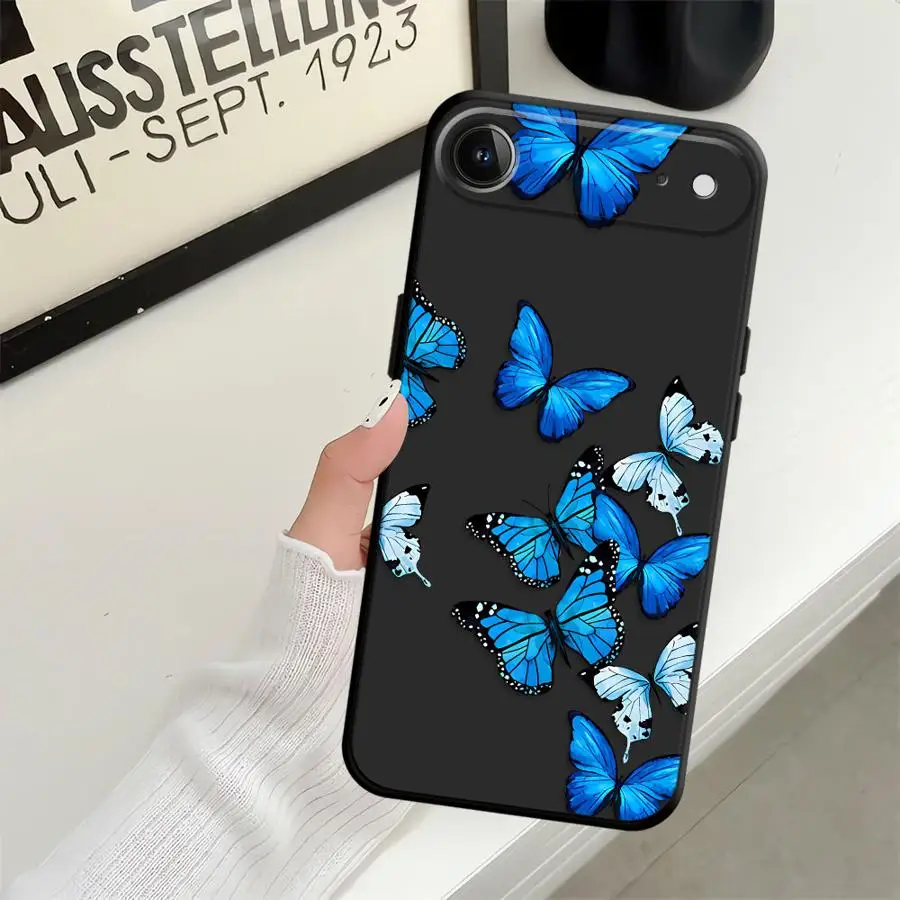 Funda de mariposas coloridas para iPhone XS Max 13 12 11 17 Pro Max 17Air 7 8 15 16 14 Plus XR, funda de teléfono suave negra - imagen 5