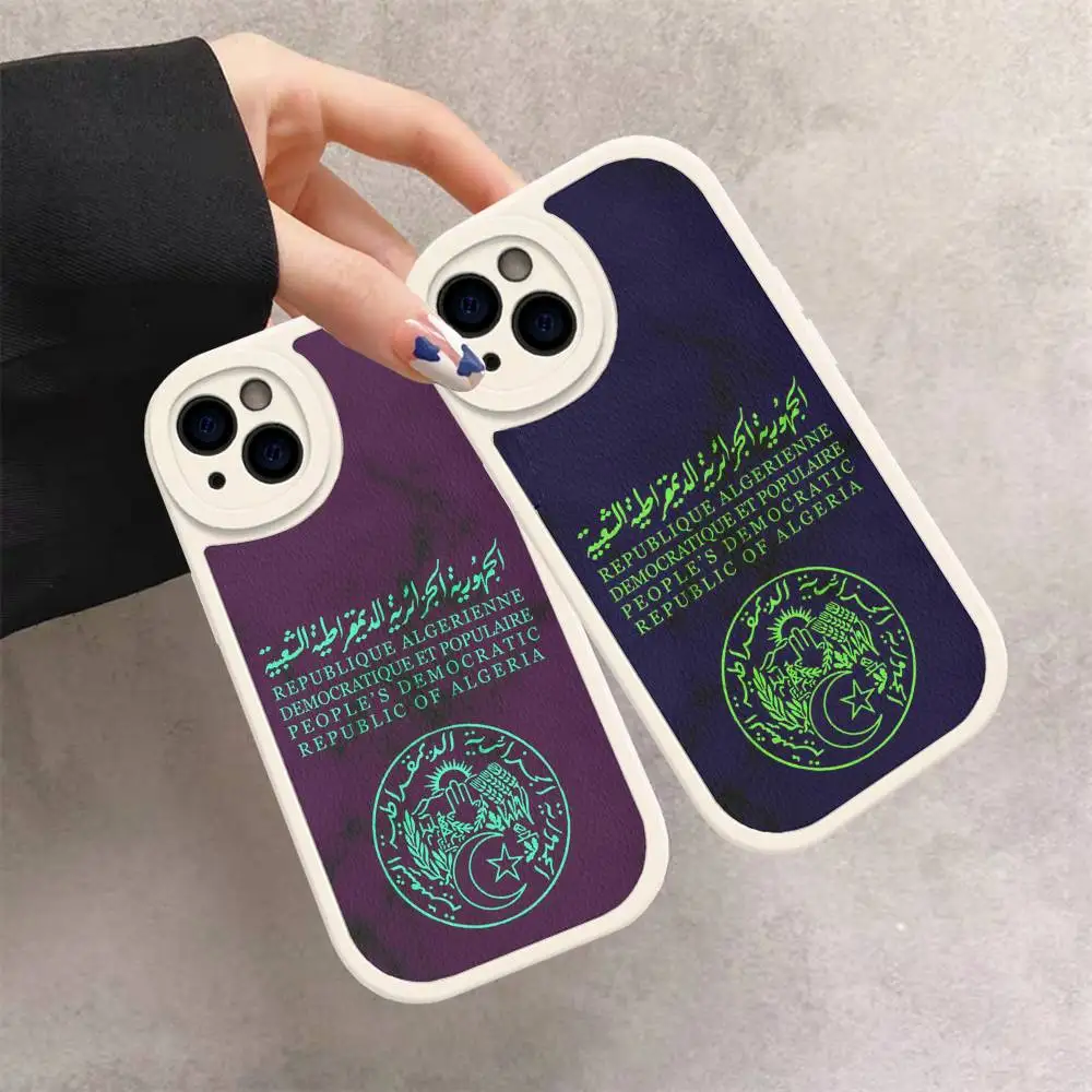 Funda de teléfono con pasaporte de Argelia de cuero duro para IPhone 16 15 14 13 12 Mini 11 14 Pro Max Xs X Xr 7 8 Plus Fundas - imagen 2