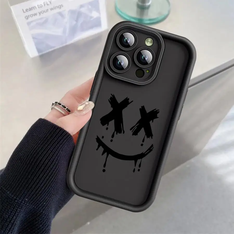 Funda de teléfono para Apple iPhone XS XR 11 16e 16 Plus 11Pro 15 Plus 13 Pro MAX 12 Mini 14 cubierta suave diablo sonriente - imagen 5