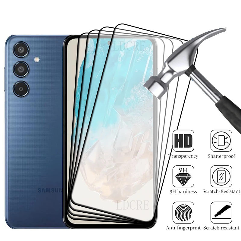 4 Uds para Samsung M35 vidrio Samsung Galaxy M35 Protector de vidrio templado cubierta completa pegamento 9H Protector de pantalla para Samsung M35 M 35