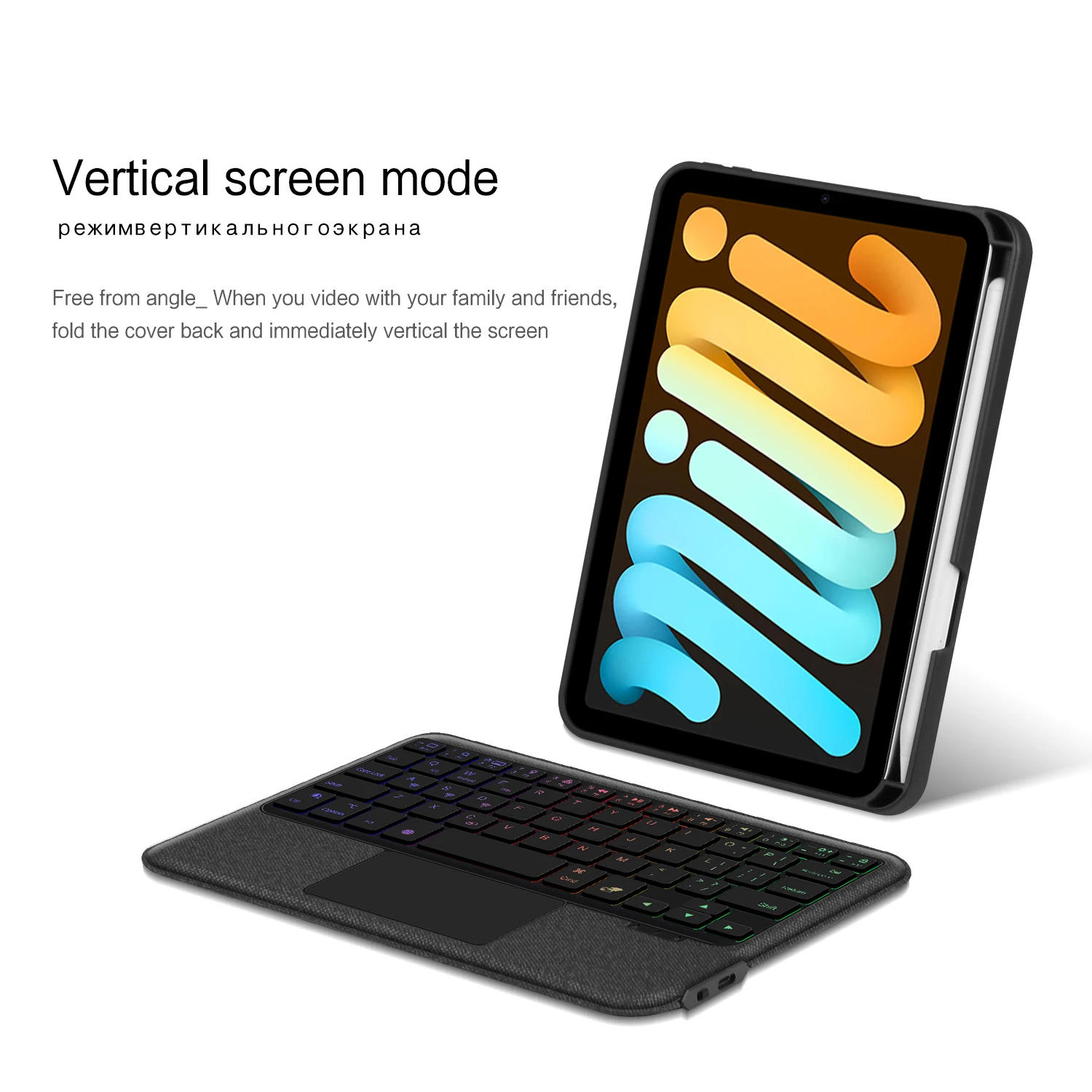 HUWEI teclado mágico con retroiluminación para iPad Mini 7, funda para iPad Mini 2024 A17 Pro, funda con soporte de 8,3 pulgadas, teclado inteligente con Trackpad - imagen 5