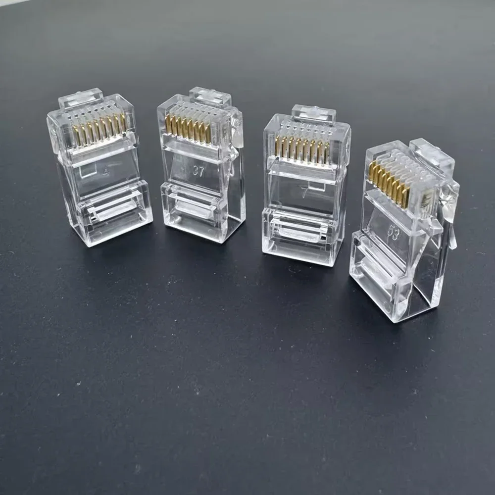 100 Uds RJ45 Cat6/Cat5e conectores Crystal End 8P8C engarzado UTP estándar red Ethernet enchufe Modular sin paso a través - imagen 4