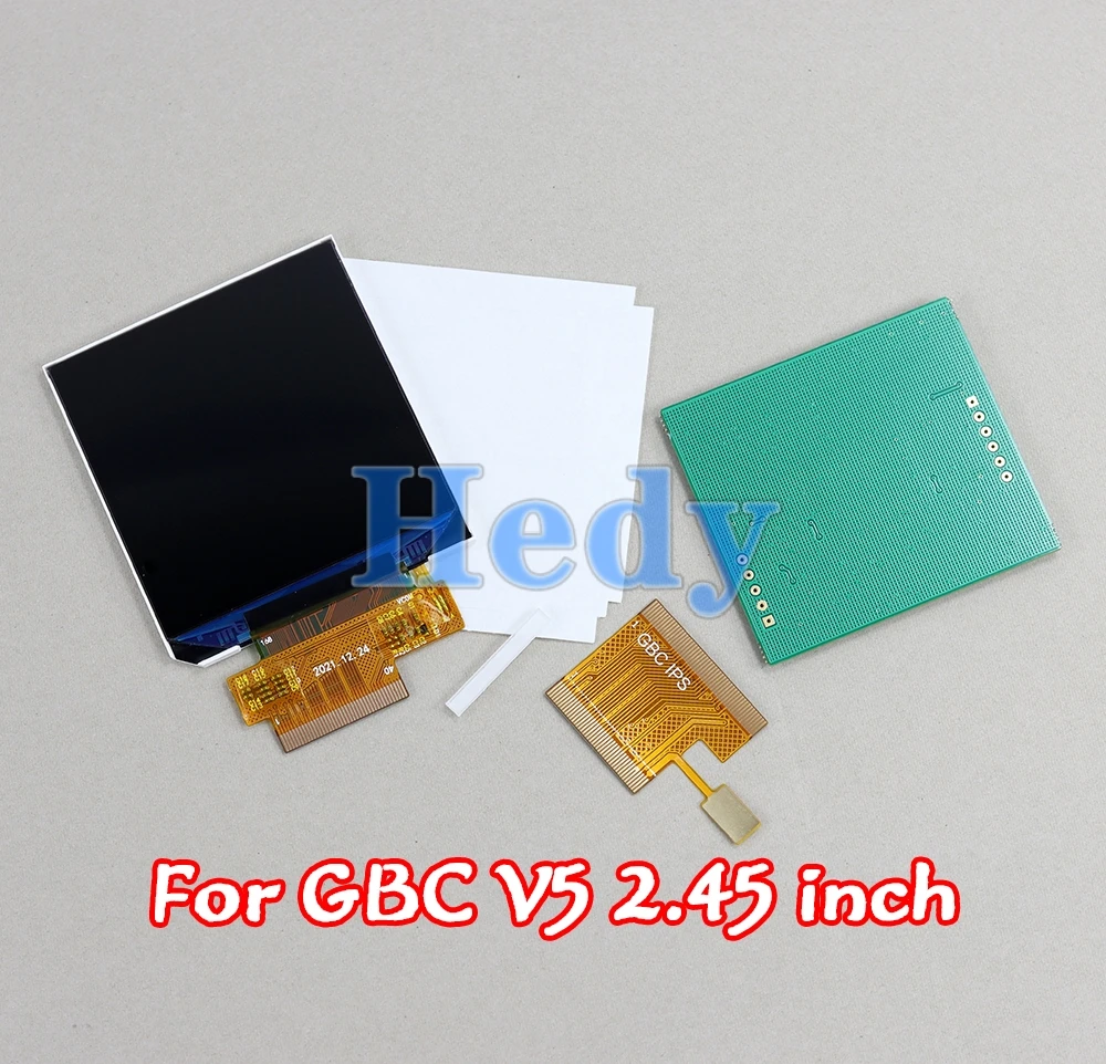 Pantalla LCD de alto brillo para Nintendo Gameboy, pantalla LCD de 2,45 pulgadas, Color GBC, sin necesidad de cortar la carcasa, 5 Juegos, tamaño Original, nuevo