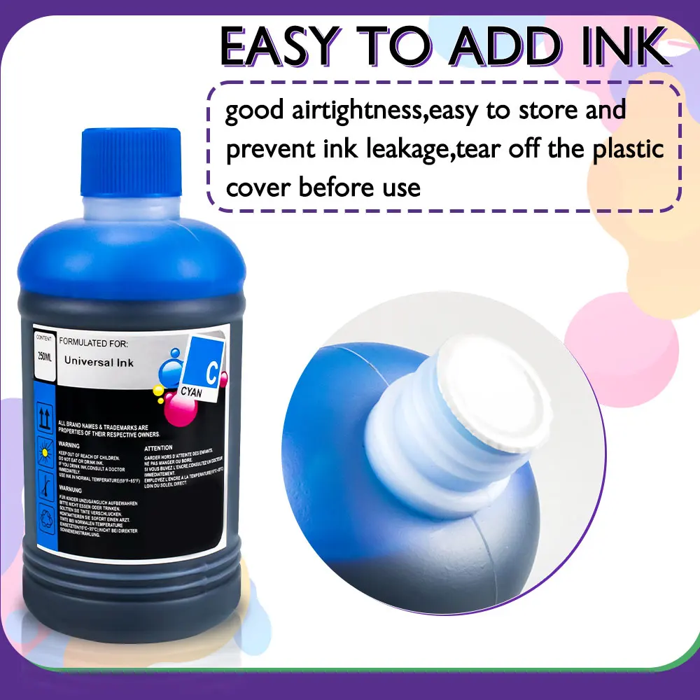 Kit CISS de recarga de tinte de tinta Universal para impresora, 250ML, para HP, Canon, EPSON, Brother, Deskjet, Officejet y cartucho Compatible XL - imagen 3